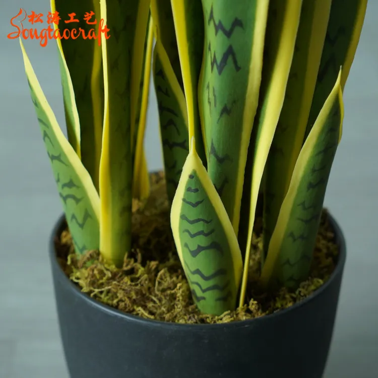 High Quality Hot Sale Yellow Decorative Snake Plant Artificial Sansewieria Bonsai Tree