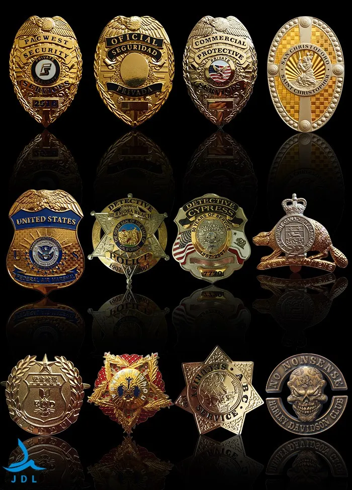High Quality Zinc Alloy Die Casting Military Items Name Metal Custom Security Police Badges