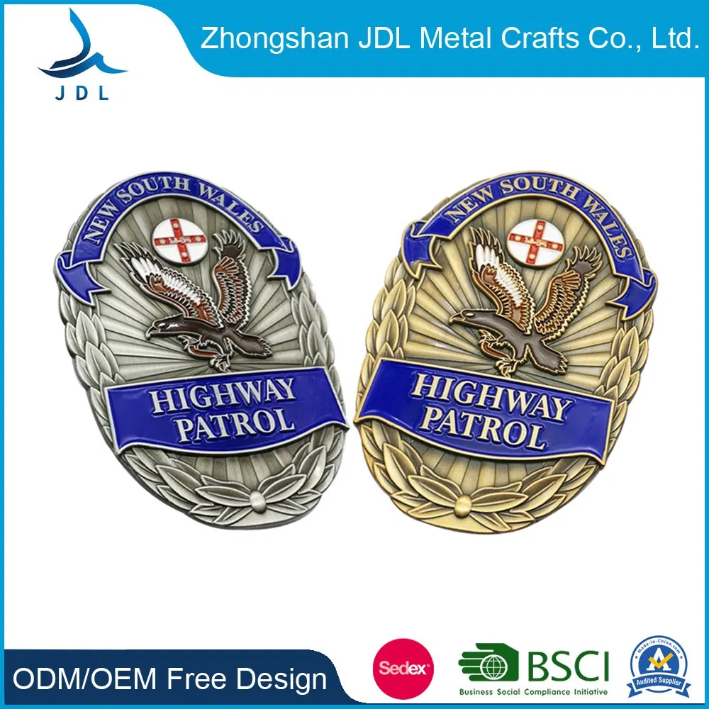 High Quality Zinc Alloy Die Casting Military Items Name Metal Custom Security Police Badges