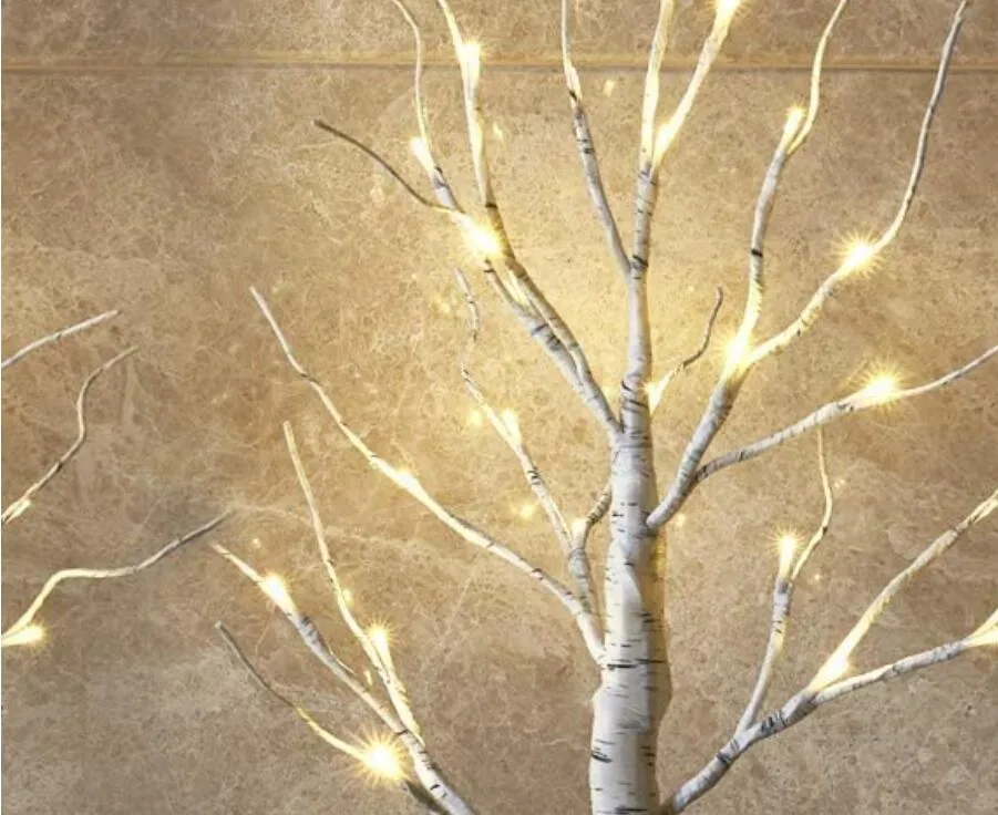 Holiday Decoration Set of 2- LED Birch Tree Light Tabletop Bonsai Tree Light Jewelry Holder Decor for Home Party Wedding Holiday