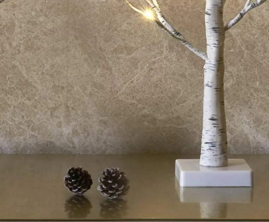 Holiday Decoration Set of 2- LED Birch Tree Light Tabletop Bonsai Tree Light Jewelry Holder Decor for Home Party Wedding Holiday