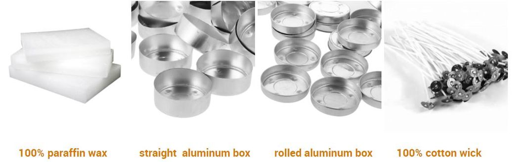 Home Decoration 4 Hours Burning Unscented Tealight Candles with Straight Aluminum Box Holder