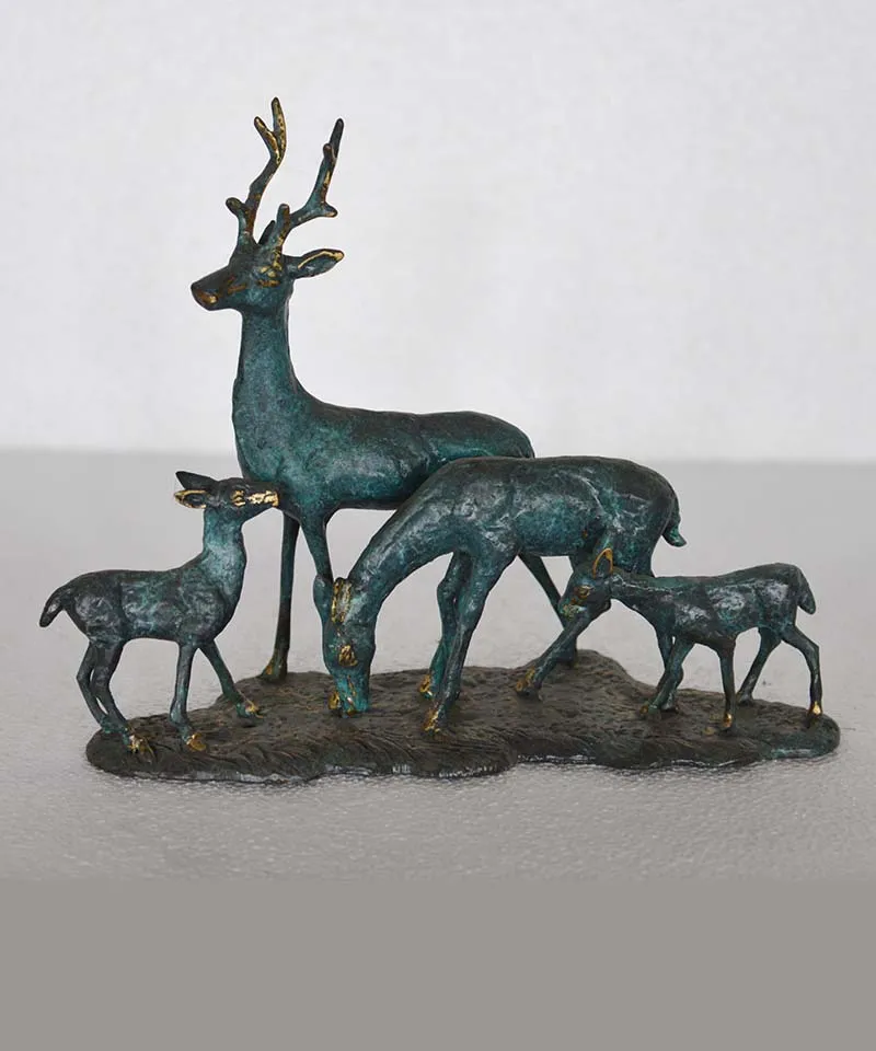 Home Garden Yard Decoration Iron Craft Sika Deer Family