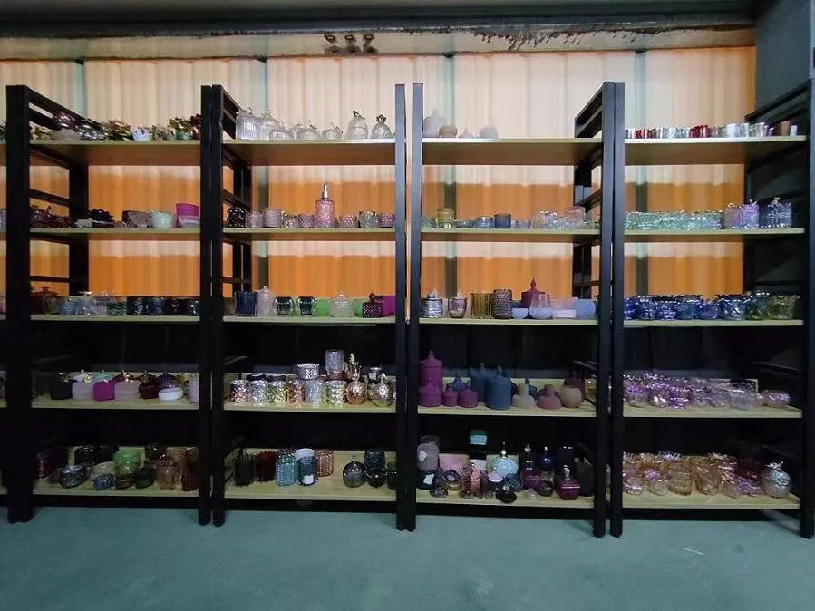 Hot Sales Creative Machine Made Colored Electroplating/Sprayed/Engraved Glass Candle Holder, Glass Container