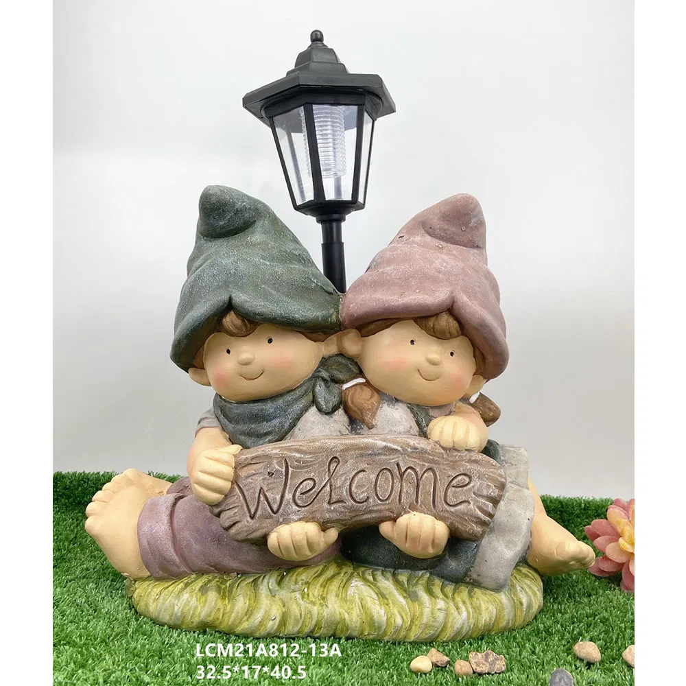 Hot Sell Lovely Rabbit Figurine with LED Garden Decoration