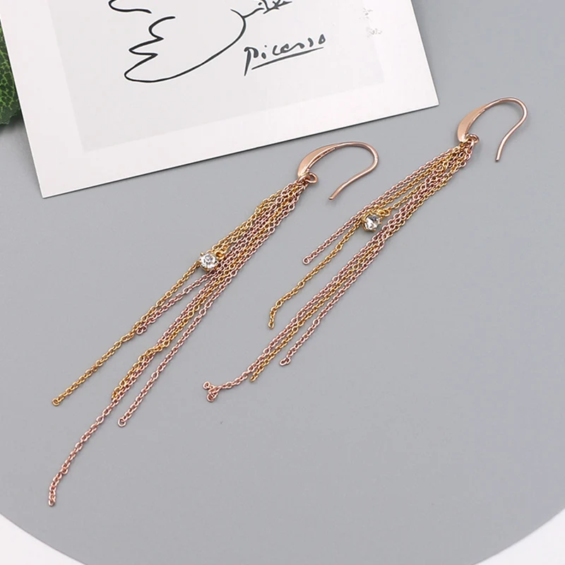 Tassel Chains With Diamond Earrings