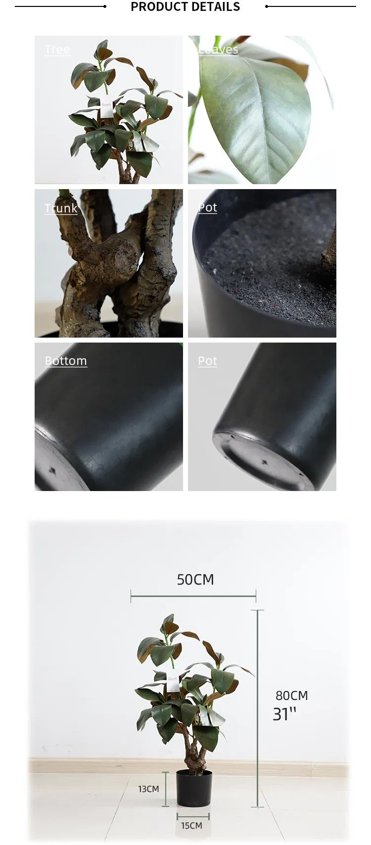 Indoor Decorative Artificial Plant Leaves Plastic Orchid Leave Tree