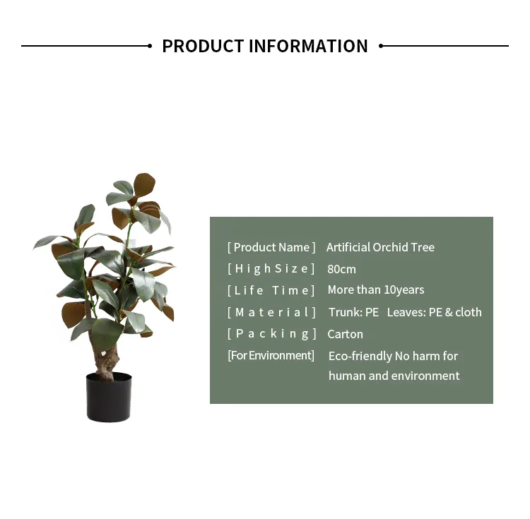 Indoor Decorative Artificial Plant Leaves Plastic Orchid Leave Tree