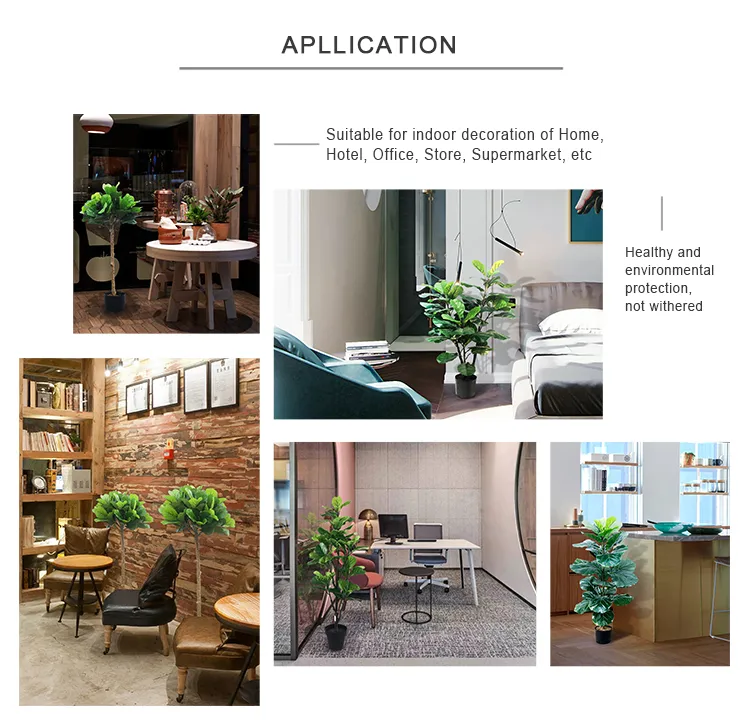 Indoor Fake Fiddle Fig Tree for Coffee Shop Artificial Plants Home Decor