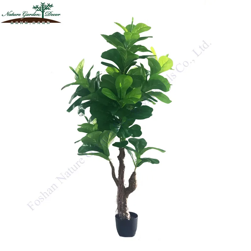 Indoor Fake Fiddle Fig Tree for Coffee Shop Artificial Plants Home Decor
