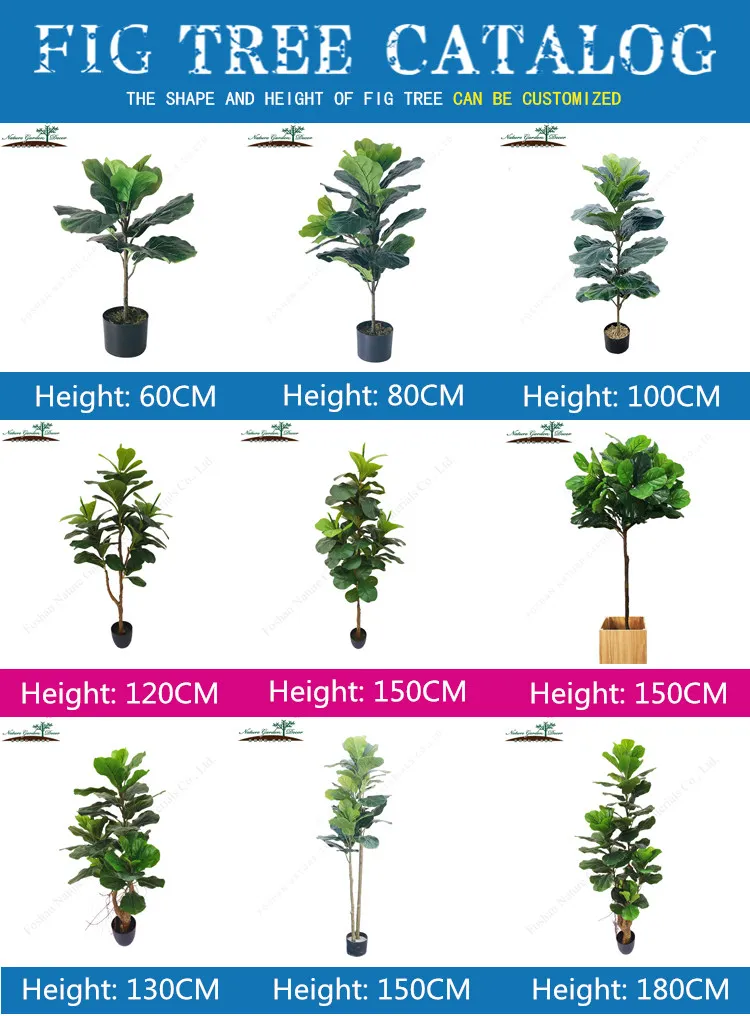 Indoor Fake Fiddle Fig Tree for Coffee Shop Artificial Plants Home Decor