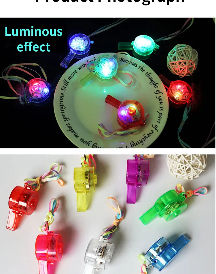 Kids Plastic Toy Luminous Whistle with Different Color