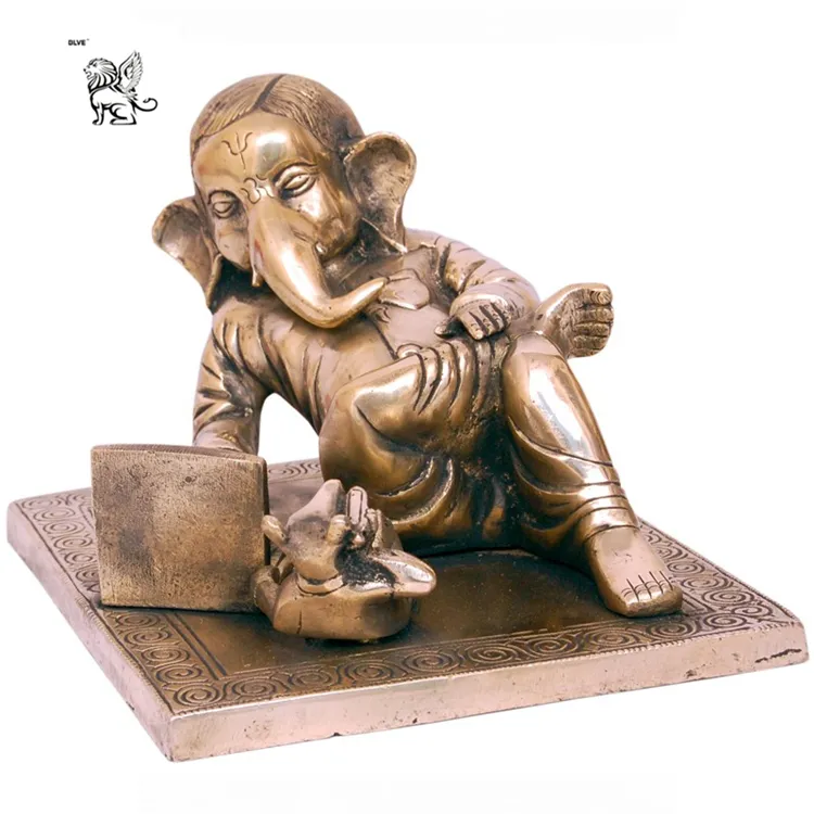 Large Antique Metal Hindu God Lying Ganesh Statue Bronze Sculpture Bsg-177