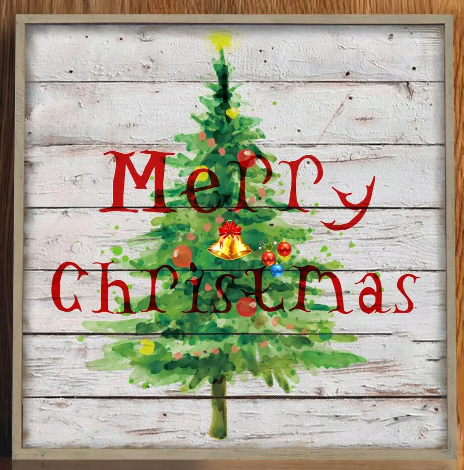 Large Hand Painted Christmas Art Wooden Wall Art Modern Oil Painting Contemporary Decor Artwork (30 X 30 inch) GF-P19052765