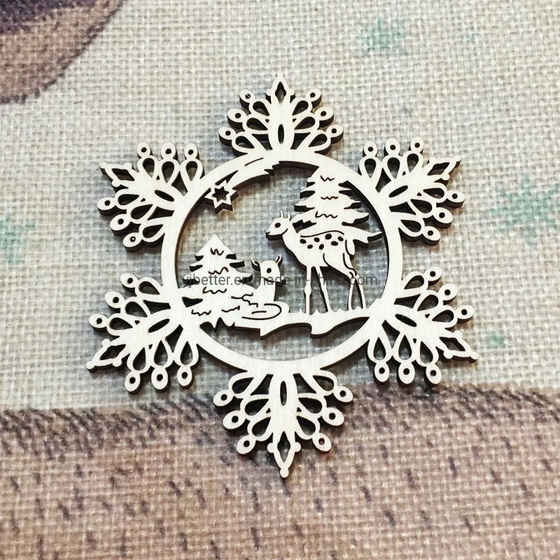 Laser Crafts Wood Christmas Tree Ornaments Hanging Snowflake Ornaments