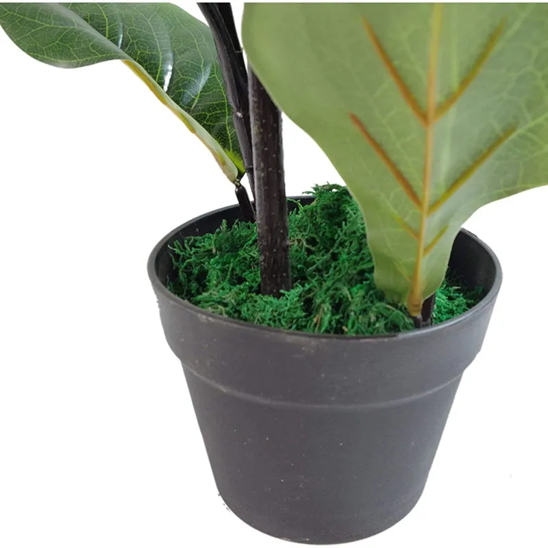 Leaf Design UK Artificial Plant Fiddle Fig Tree Black Plastic Pot, Green, 120cm
