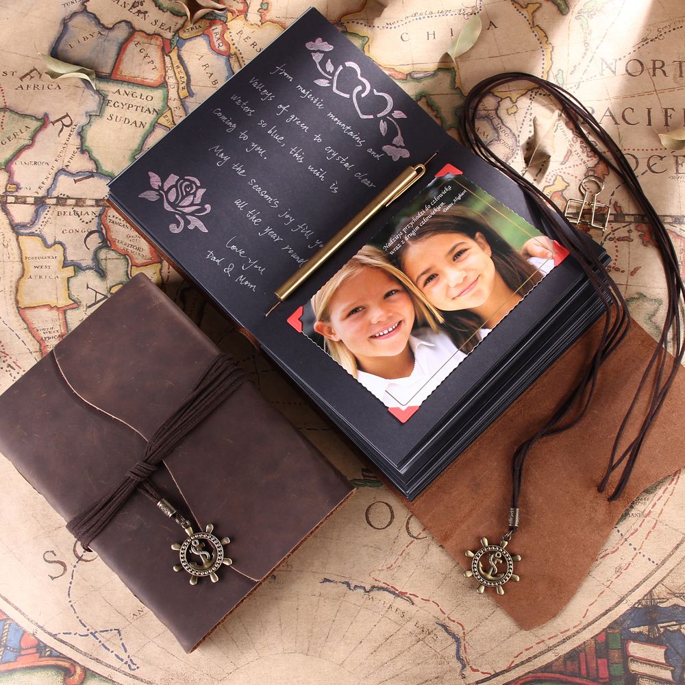 Leather Cover Vintage Style Wedding Family Photo Album Scrapbook Guangdong
