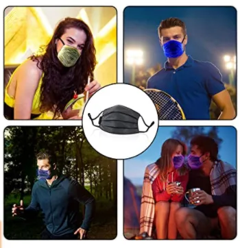 LED Light up Face Mask 7 Color Lights Change USB Rechargeable LED Mask for Christmas Party Festival Dancing LED Rave Mask