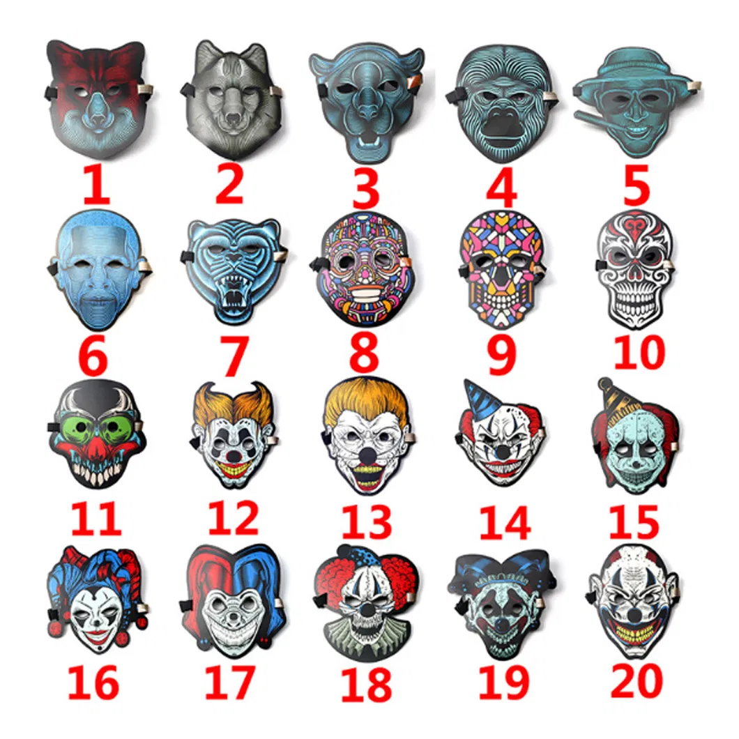 LED Party Light up Mask with Sound Active for Halloween Festival Rave
