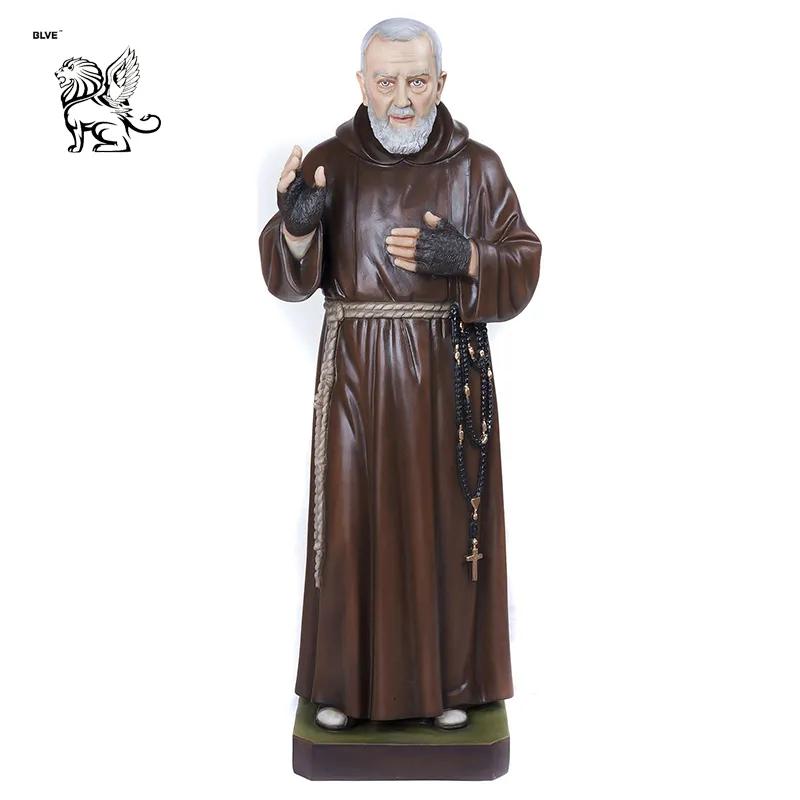 Life Size Church Colored Decoration Resin Statue Father Pio Fiberglass Sculpture Fsb-18
