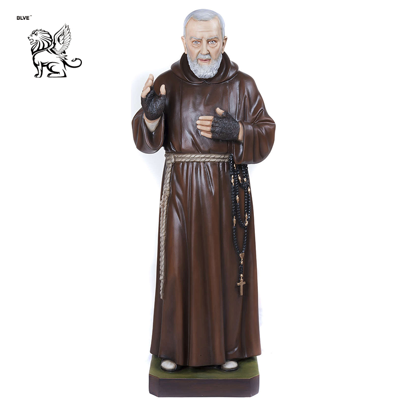 Life Size Church Colored Decoration Resin Statue Father Pio Fiberglass Sculpture Fsb-18
