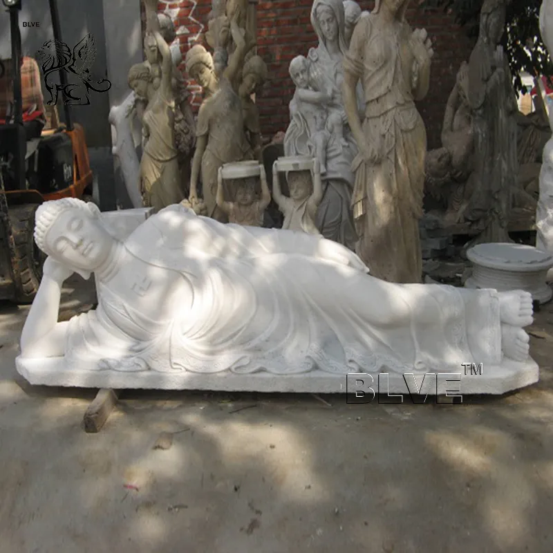 Life Size Garden White Stone Lord Budda Sculpture Marble Reclining Sleeping Buddha Statues