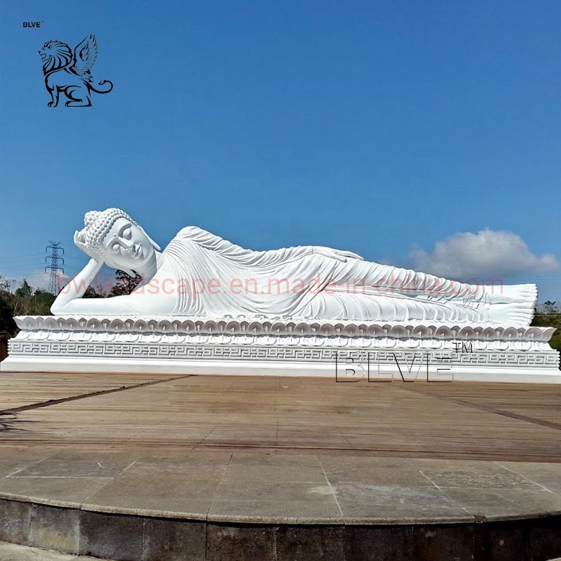 Life Size Garden White Stone Lord Budda Sculpture Marble Reclining Sleeping Buddha Statues