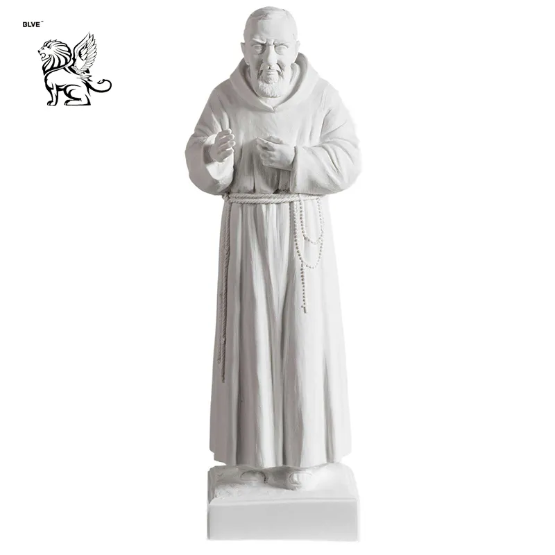 Life Size Outdoor Garden Church Decoration Hand Carving Father Pio Marble Statue Mfsb-07