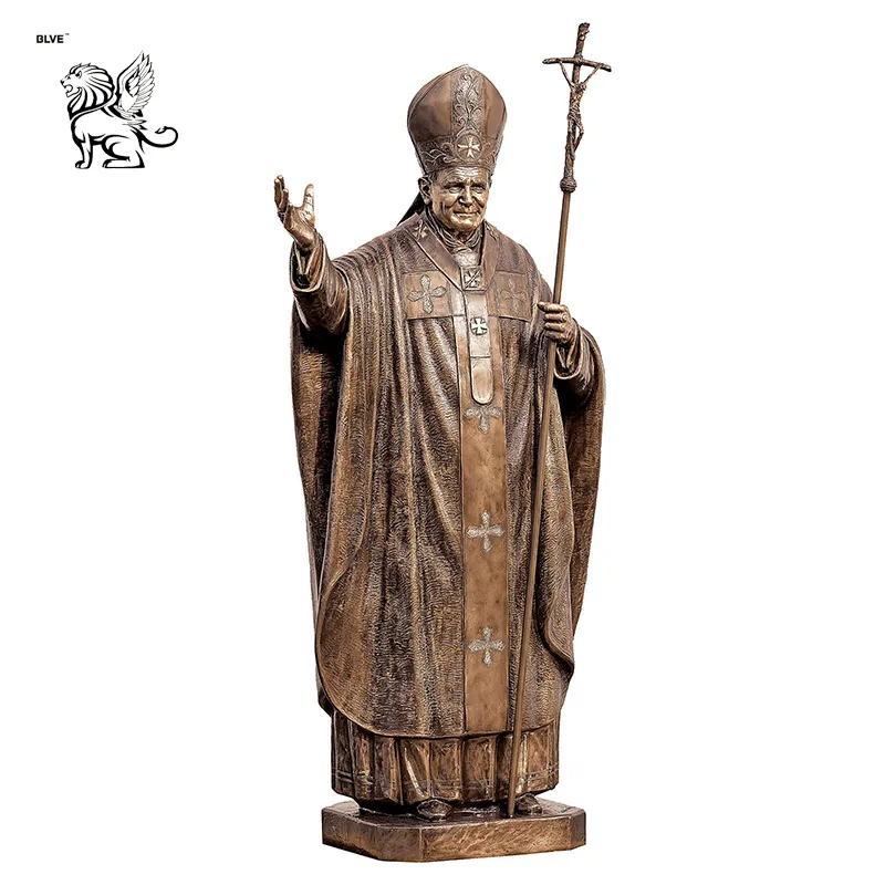 Life Size Outdoor Garden Decoration Metal Casting Sculpture Pope John Paul II Bronze Statue Bfsb-27