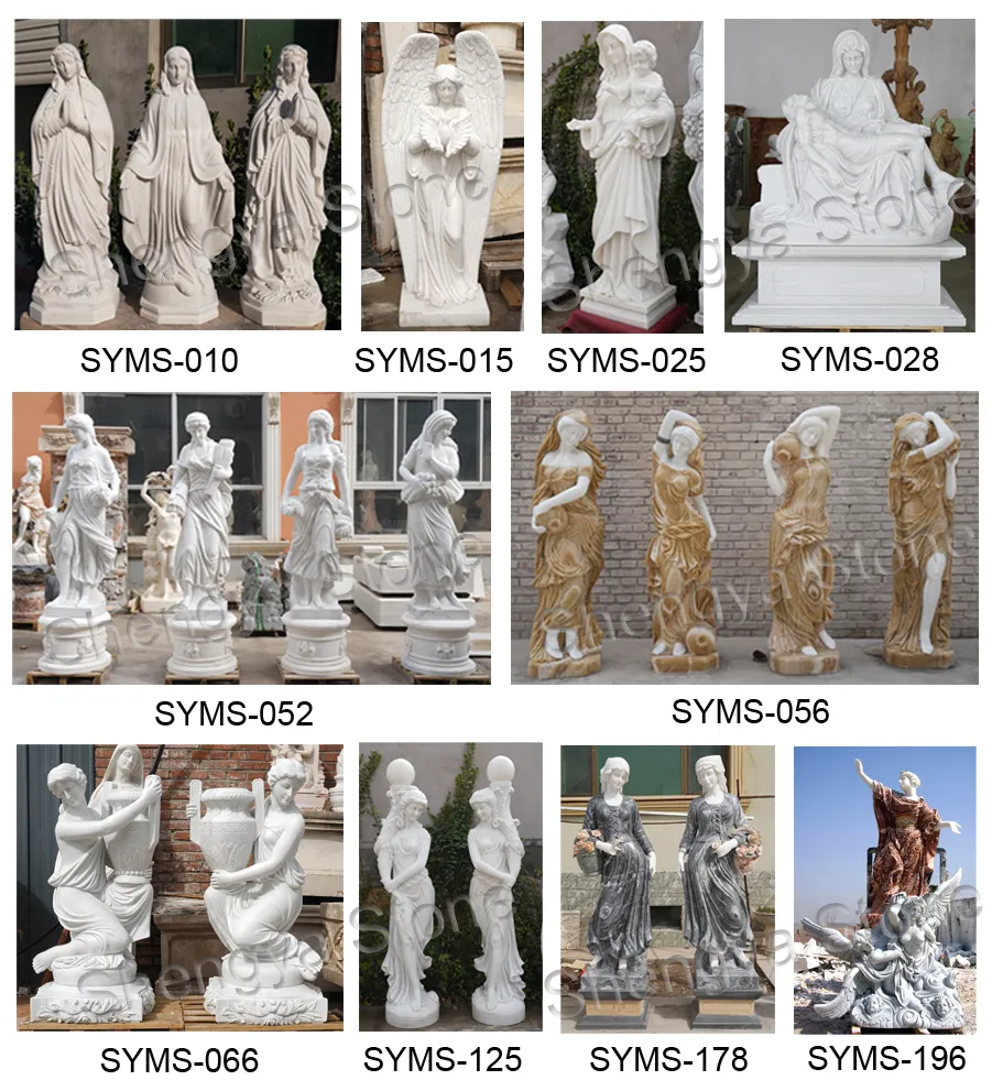 Lifelike Winged Model Figure Hand Made Marble Statue Stone Sculpture (SYMS-089)