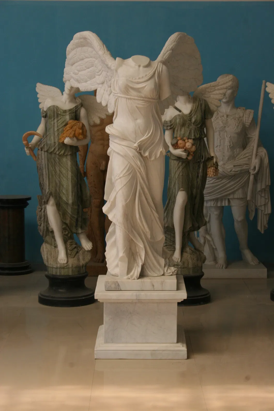 Lifelike Winged Model Figure Hand Made Marble Statue Stone Sculpture (SYMS-089)