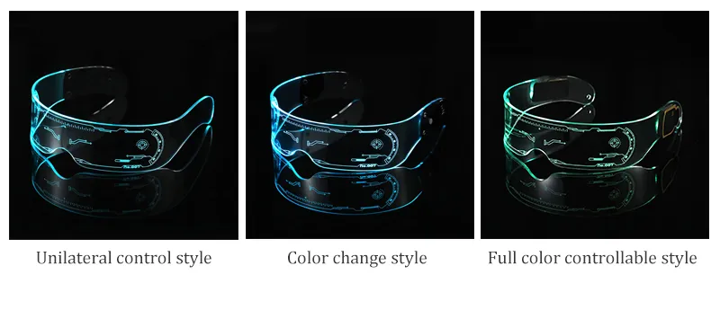 Linli 7 RGB Color Changing Neon LED Light up Acryl Luminous Glasses