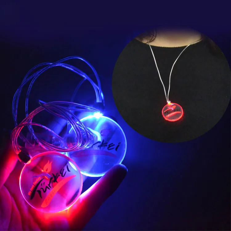 Linli Party Supply Customized Logo Print Advertising Light up Flashing Necklace with LED Blinking