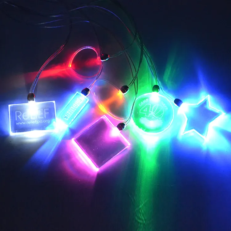 Linli Party Supply Customized Logo Print Advertising Light up Flashing Necklace with LED Blinking