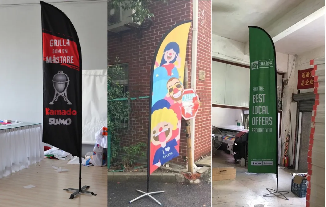 Low MOQ Custom Double Sided Advertising Rectangle Flag Digital Printing Outdoor Beach Teardrop Feather Flag
