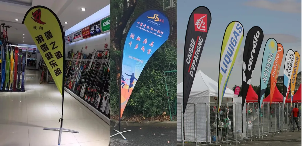 Low MOQ Custom Double Sided Advertising Rectangle Flag Digital Printing Outdoor Beach Teardrop Feather Flag