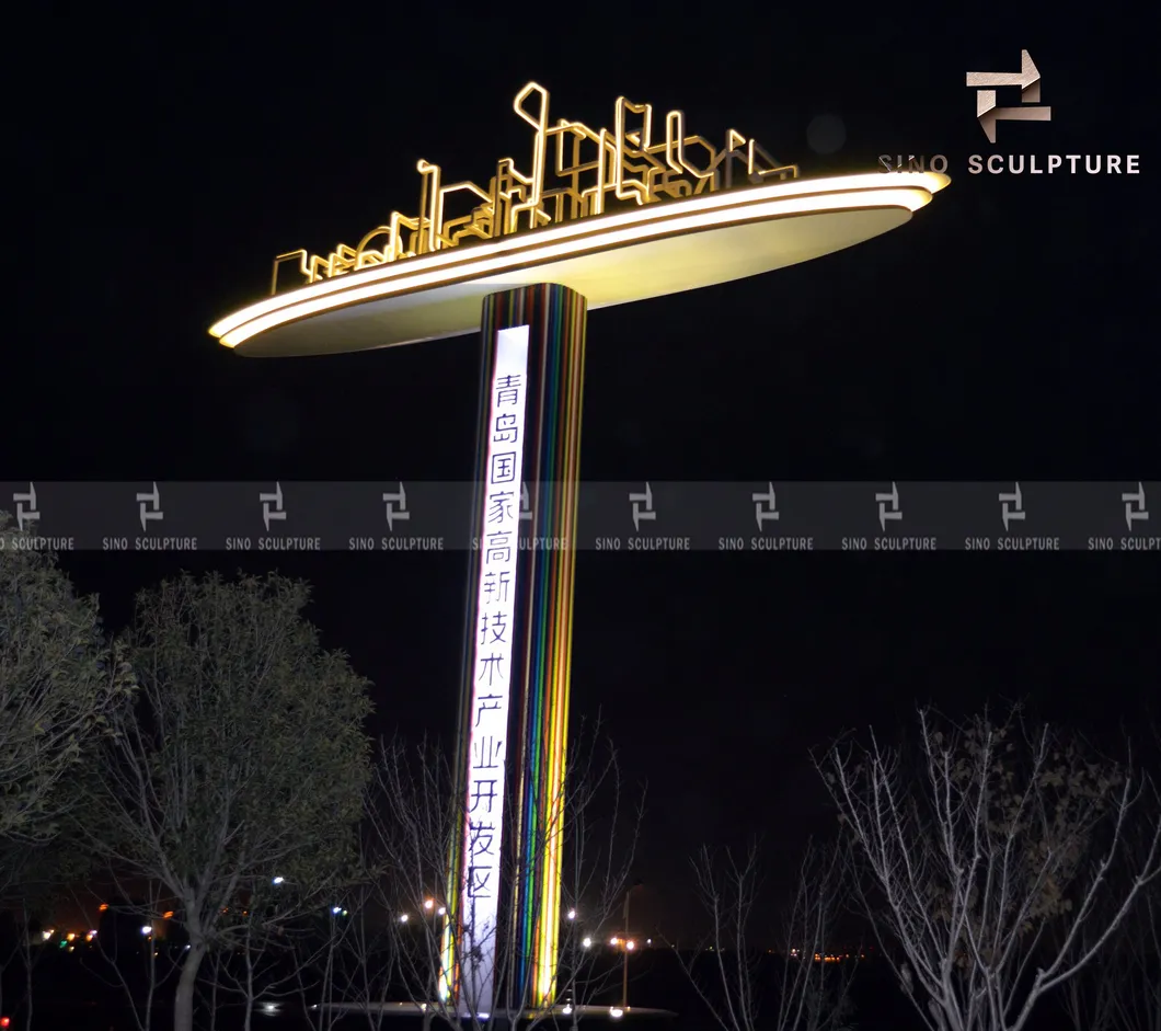 Magnificent Lacquer Coated Stainless Steel Sculpture as a Landmark