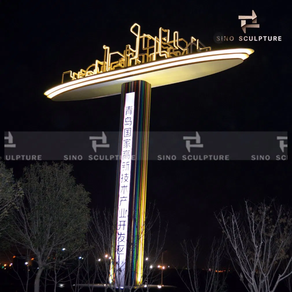 Magnificent Lacquer Coated Stainless Steel Sculpture as a Landmark
