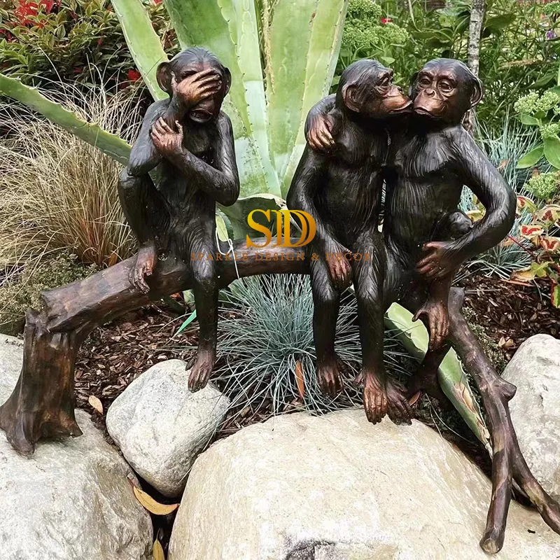 Manufacture Monkey Chimpanzee Bronze Animal Statue Bronze Garden Sculpture for Sale