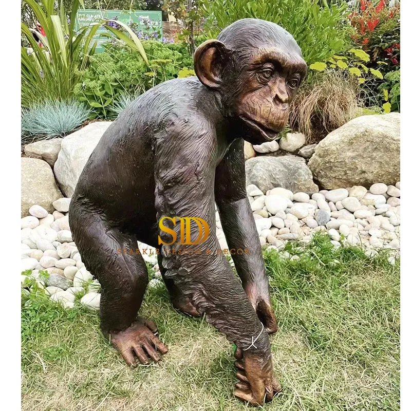 Manufacture Monkey Chimpanzee Bronze Animal Statue Bronze Garden Sculpture for Sale