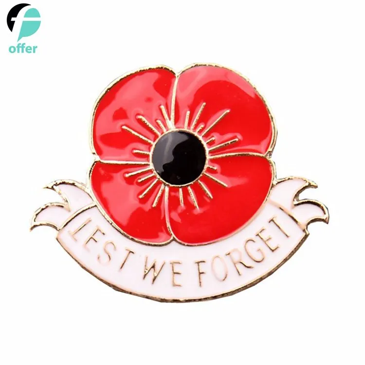 Memorial Day Remembrance Day Red Poppy Flower Broach Brooch Pin