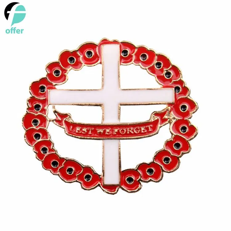 Memorial Day Remembrance Day Red Poppy Flower Broach Brooch Pin