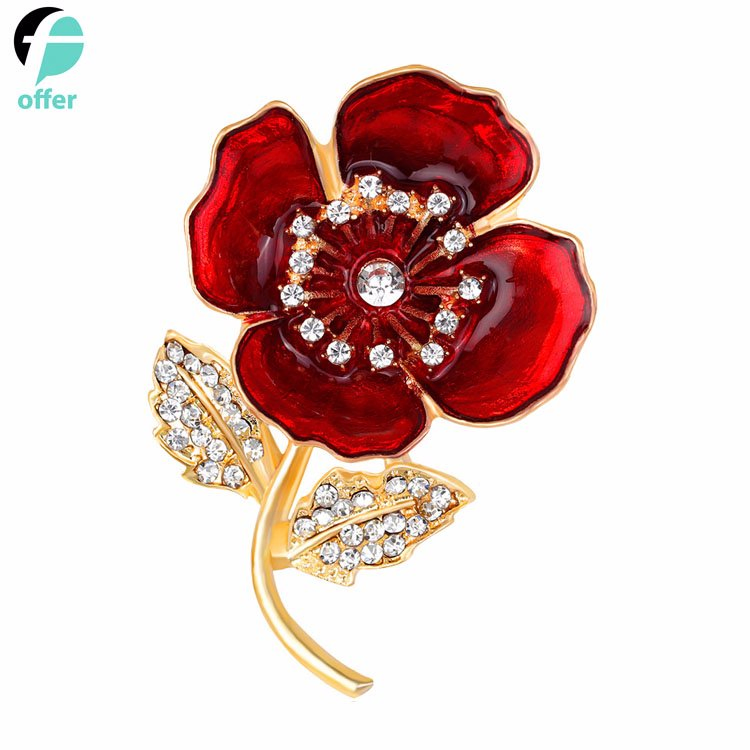Memorial Day Remembrance Day Red Poppy Flower Broach Brooch Pin