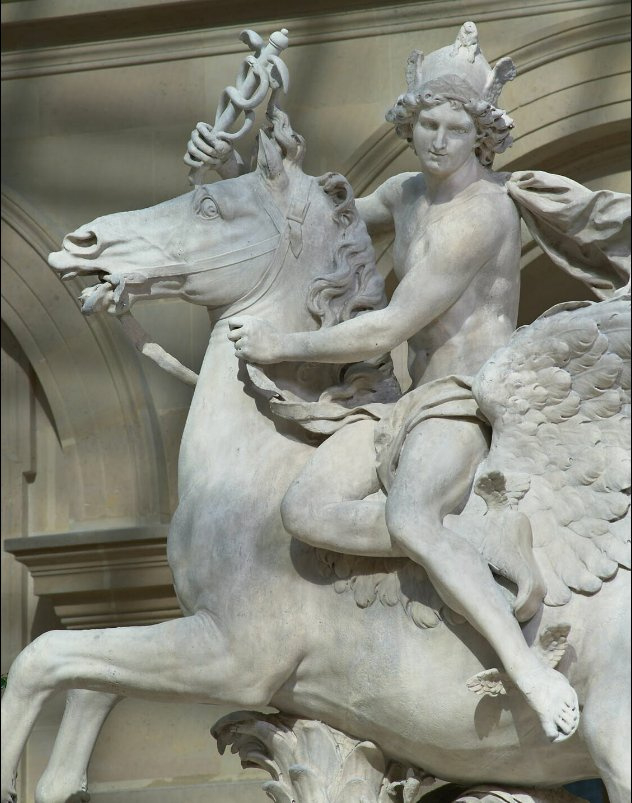 Mercury Riding on Pegasus by Antoine Coysevox Marble Sculpture Reprodcution Height 315cm or Customized