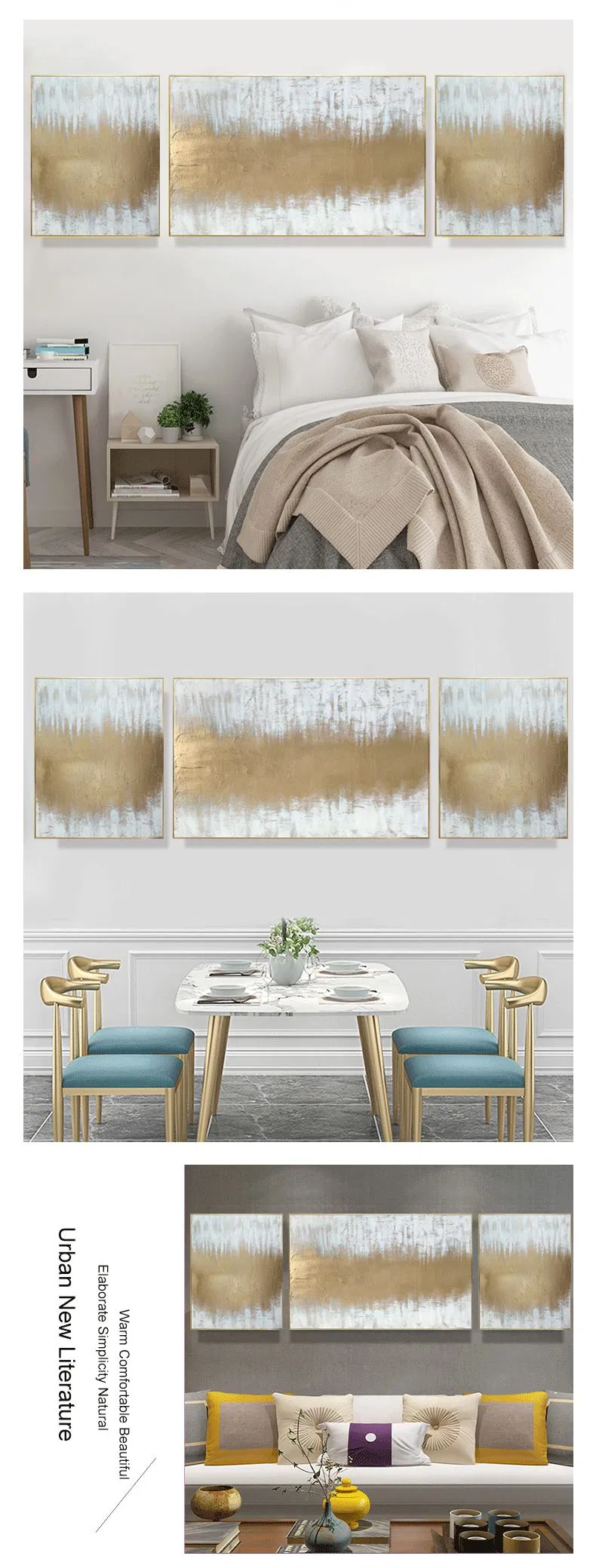 Modern Handmade Art Canvas Wall Pictures Posters Hotel Rooms Frame Abstract Oil Painting