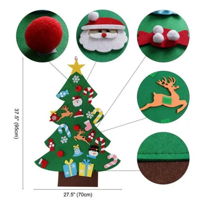 Modern Home Decorations Ornaments DIY Felt Christmas Tree with Ornament Set