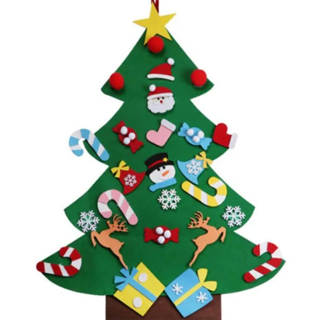 Modern Home Decorations Ornaments DIY Felt Christmas Tree with Ornament Set