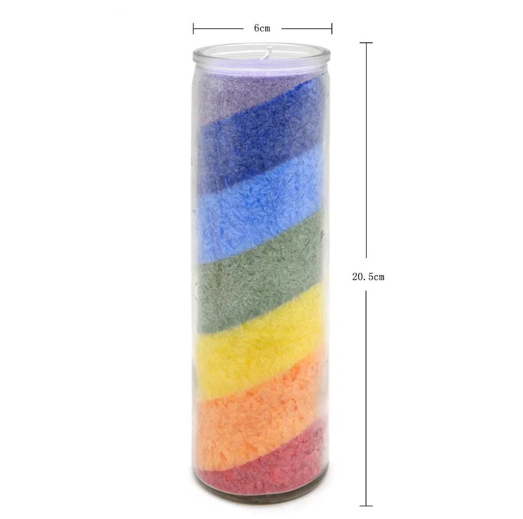 Multi Color Chakra Glass Prayer Devotional Hand Poured Premium Wax Candle