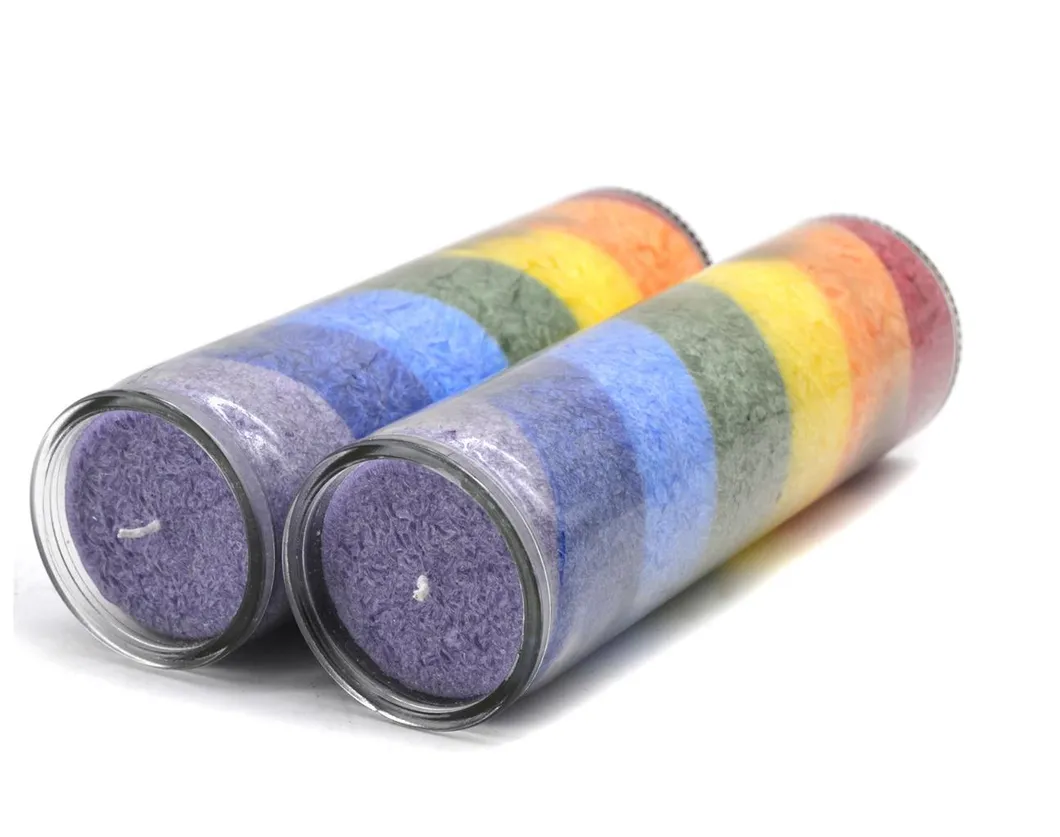 Multi Color Chakra Glass Prayer Devotional Hand Poured Premium Wax Candle