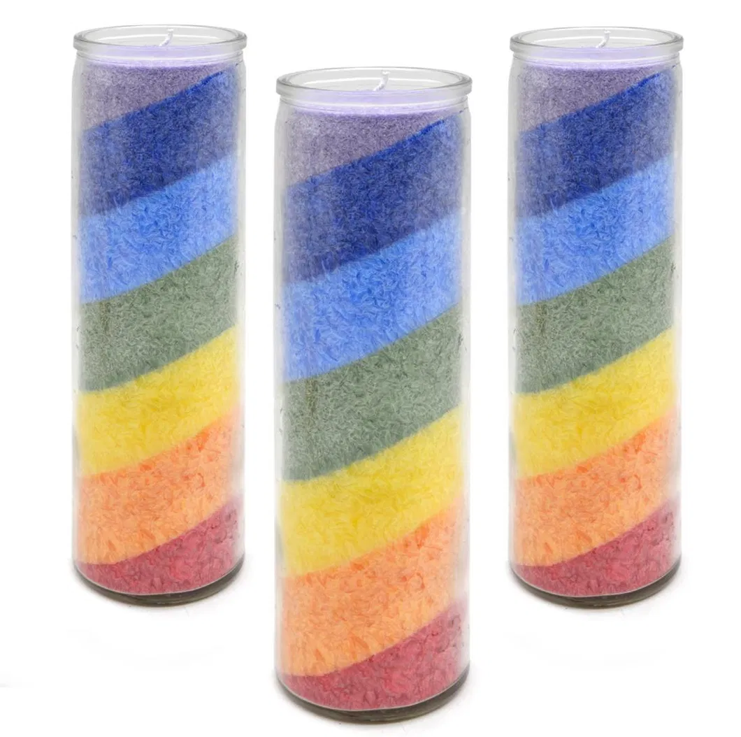 Multi Color Chakra Glass Prayer Devotional Hand Poured Premium Wax Candle